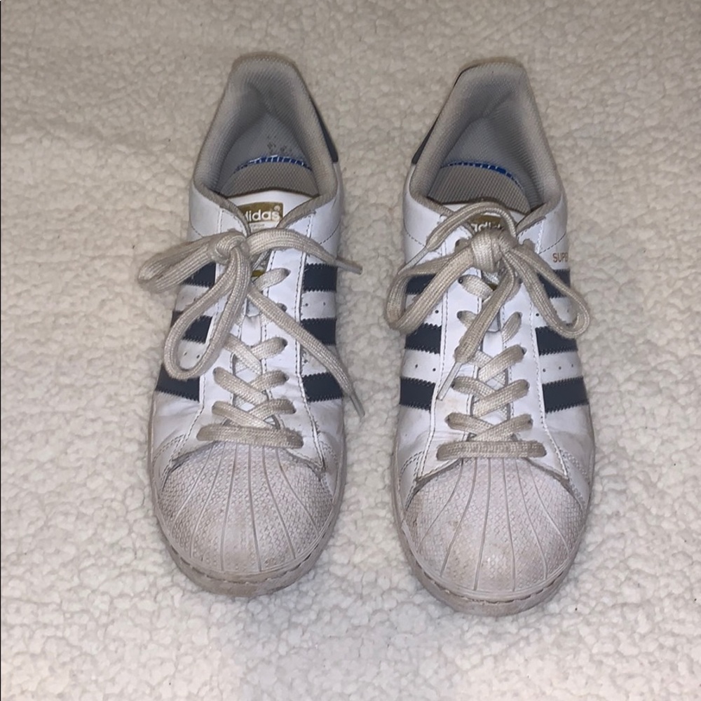 Gray superstar Adidas shoes
